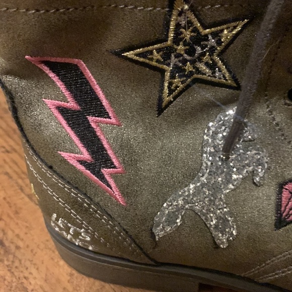 NWT Metallic with embroidery "Lets Dance" Combat Boots for Women Size 6.5 - Picture 5 of 14